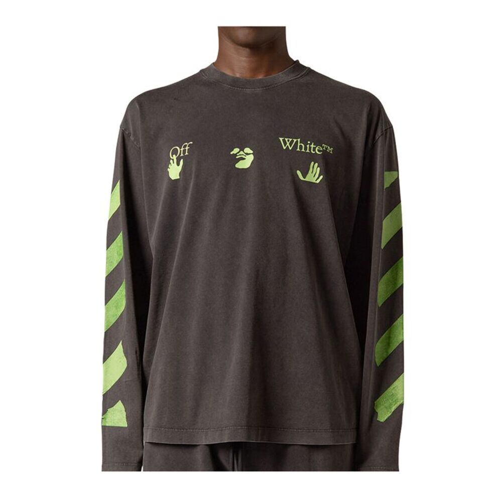 Off White Long Sleeve Shirt Bacco Arrow Skate Mens Black OMAB09CF26JER00800